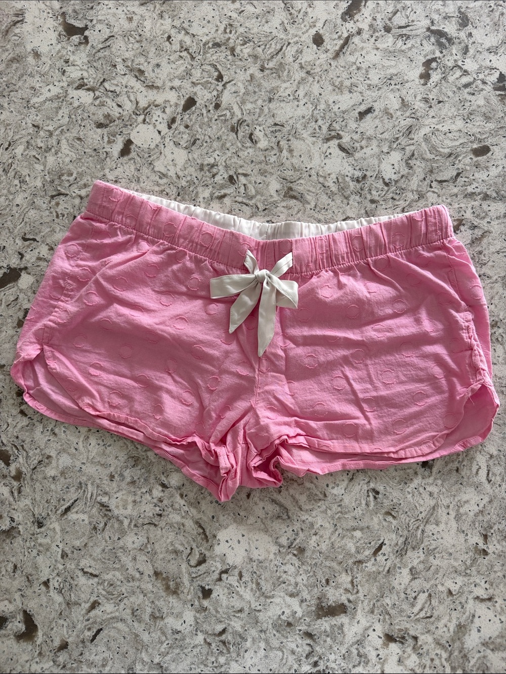 Old Navy Light Pink Cotton Lounge Shorts with Cream Bow